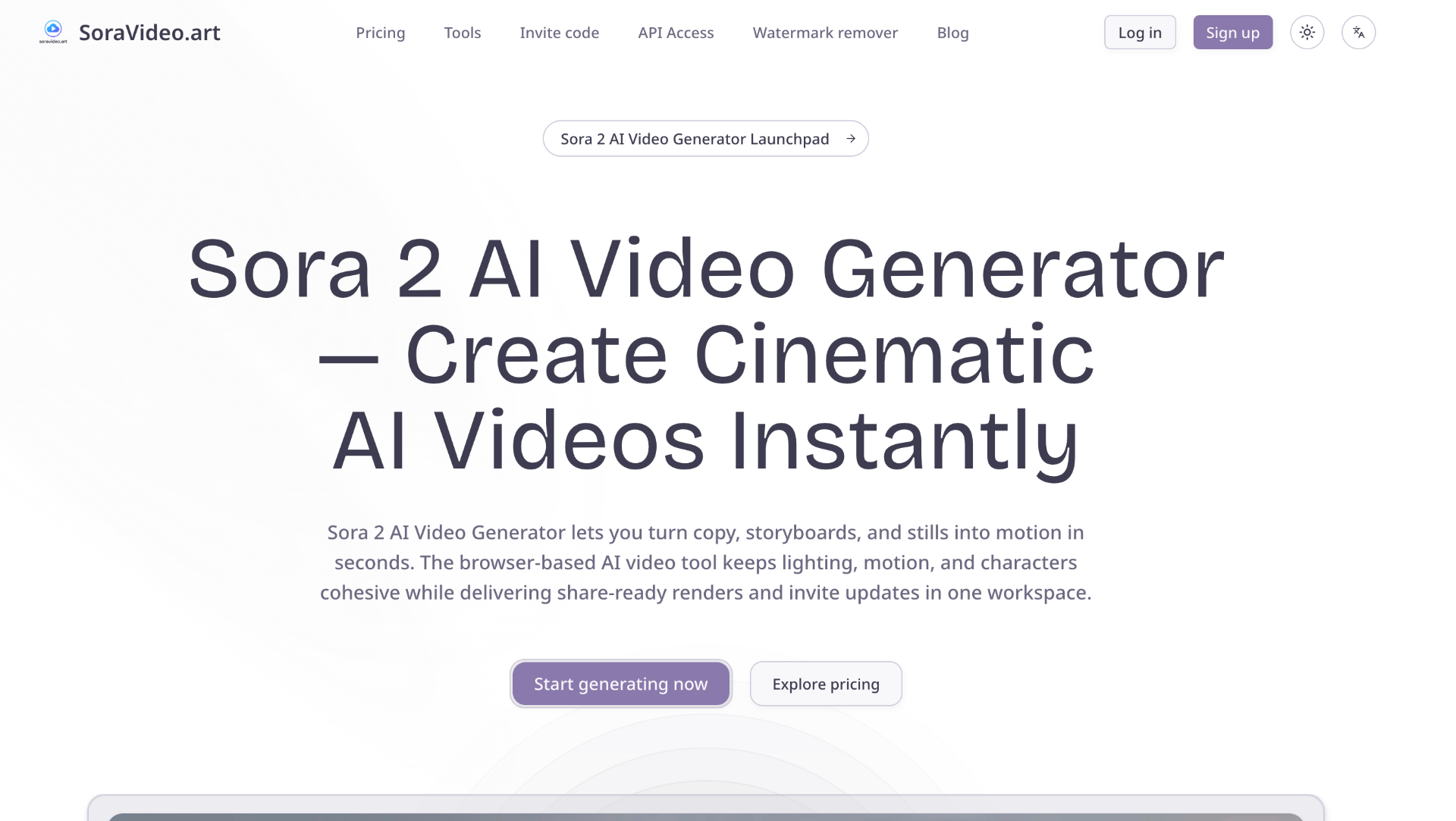 SoraVideo.art – AI Video Generator screenshot and logo